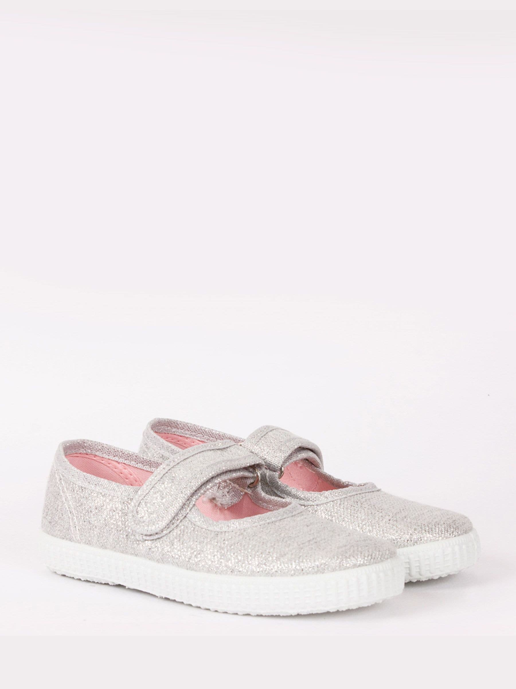 Trotters London - Zilverkleurige Martha canvas schoenen