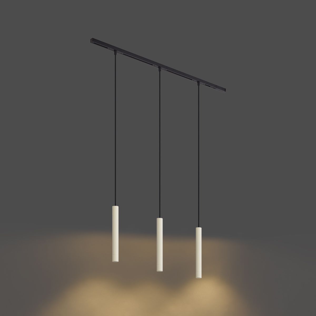 Modern railsysteem met 3 hanglampen beige met zwart 1-fase - Slimline Keno