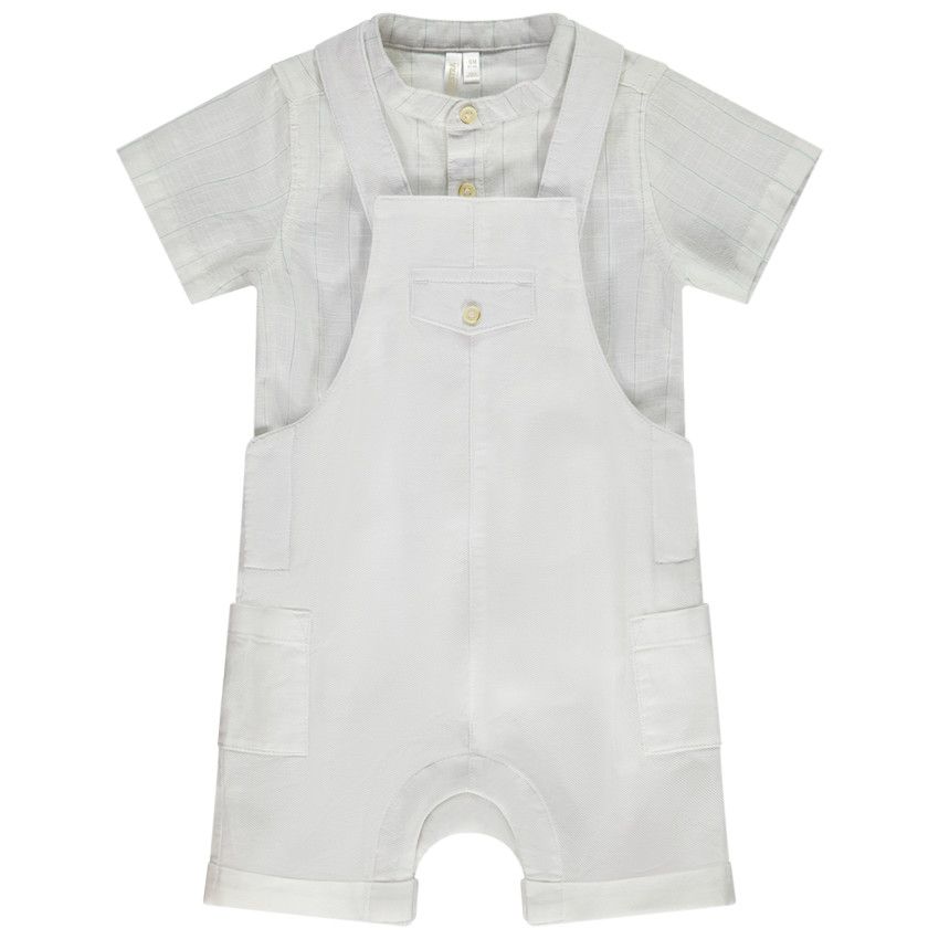 Ensemble de cérémonie 2 pièces avec salopette pour bébé garçon - Blanc
