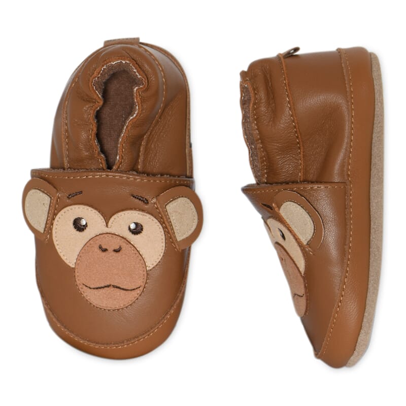 Monkey Leather Slippers cognac - MP - Rumpetroll