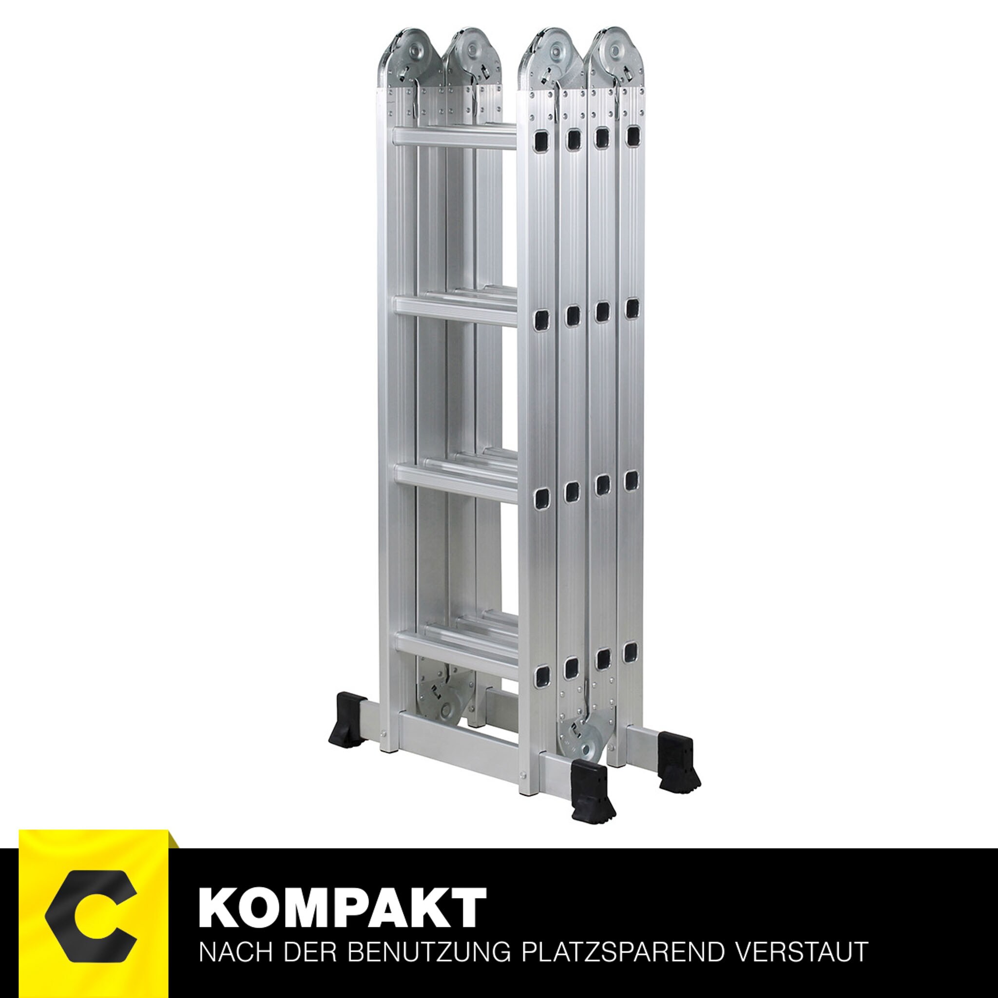 Craftfull Mehrzweckleiter CF-104A, 6in1, Gelenkleiter aus Aluminium, 3,5 -5,8 m, Anti-Rutsch-Profil (4.7 Meter 4x4 Sprossen)
