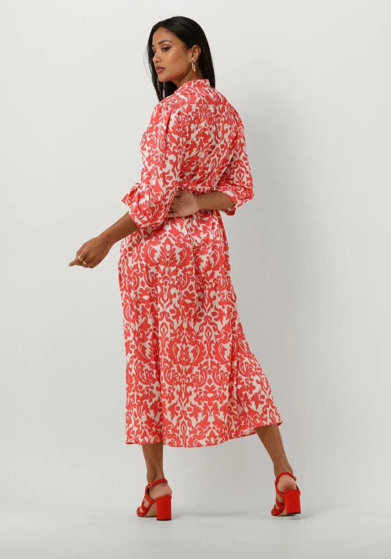 NOTRE-V koraal notre-v midi jurk satin dress one