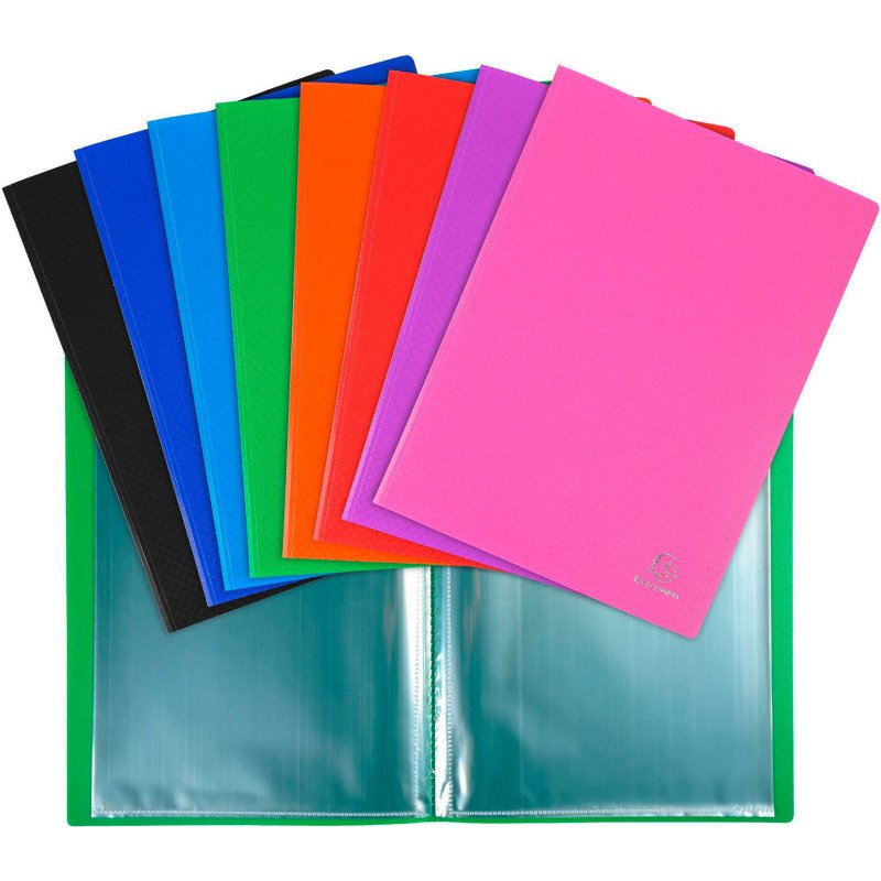 Protège-documents Opak Exacompta polypropylène 5/10E  A4 20 pochettes - 40 vues couleurs assorties