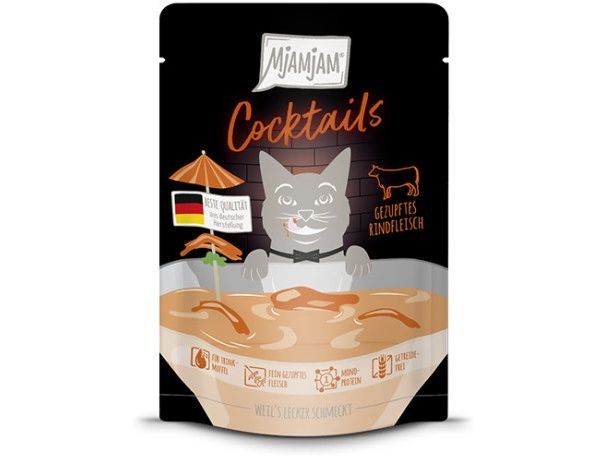 Mjamjam Cocktails gezupftes Rindfleisch, 40 g Ergänzungsfuttermittel für Katzen