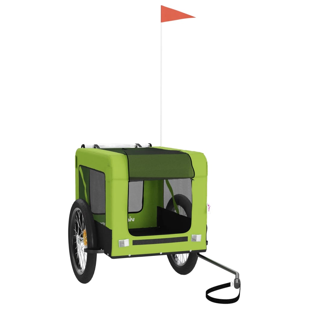 Remorque de vélo pour animaux de compagnie vert et noir