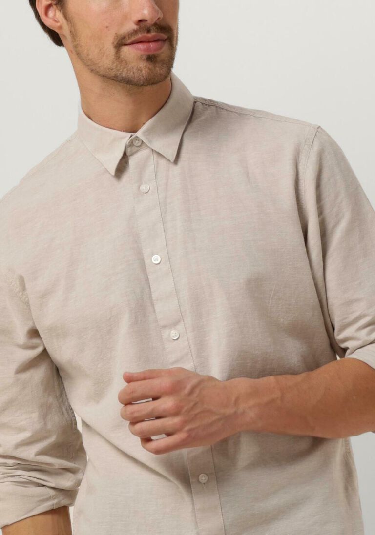 SELECTED HOMME beige selected homme casual overhemd slhslimnew-linen shirt ls noos