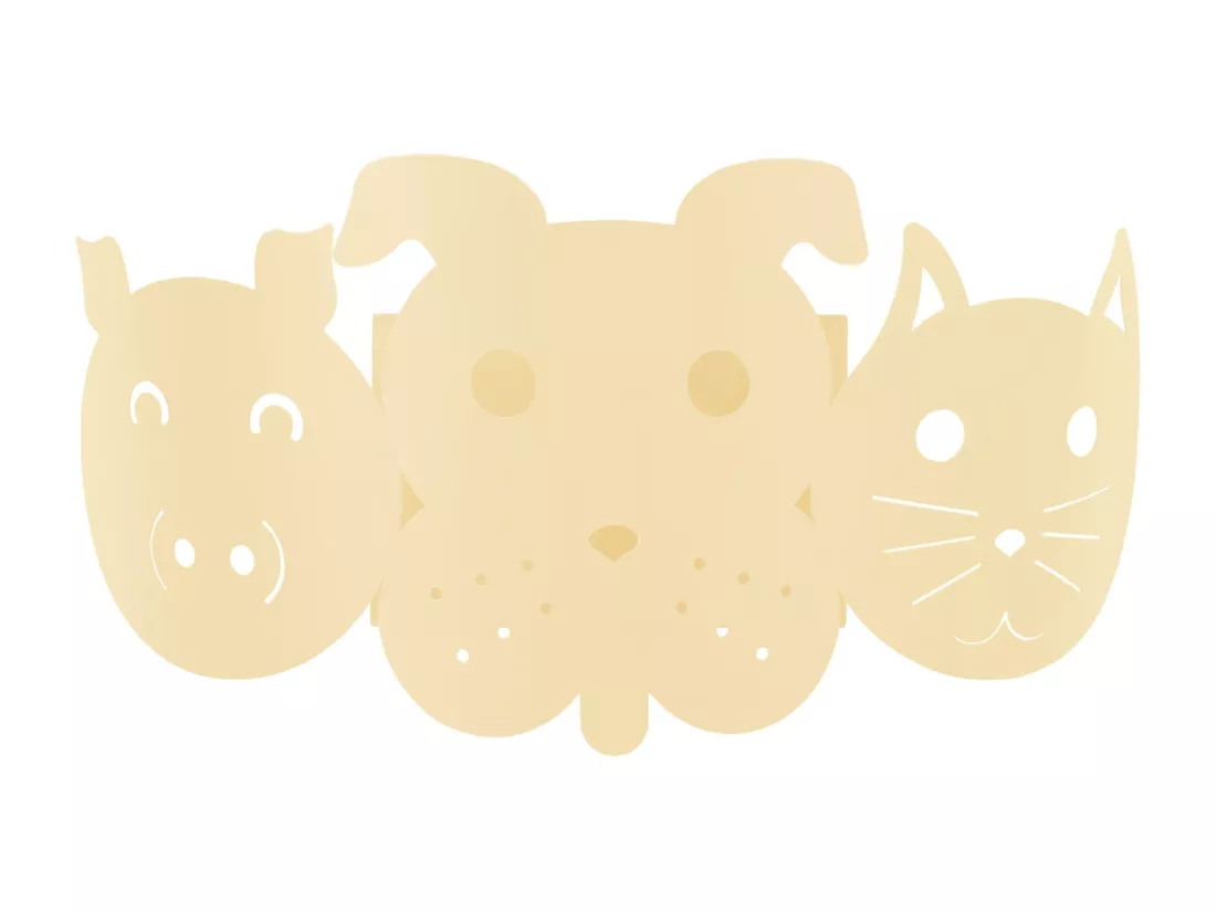 Applique enfant métal chien beige 12 cm.