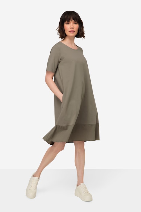 Kleid, Rundhals, Halbarm, weiter Websaum