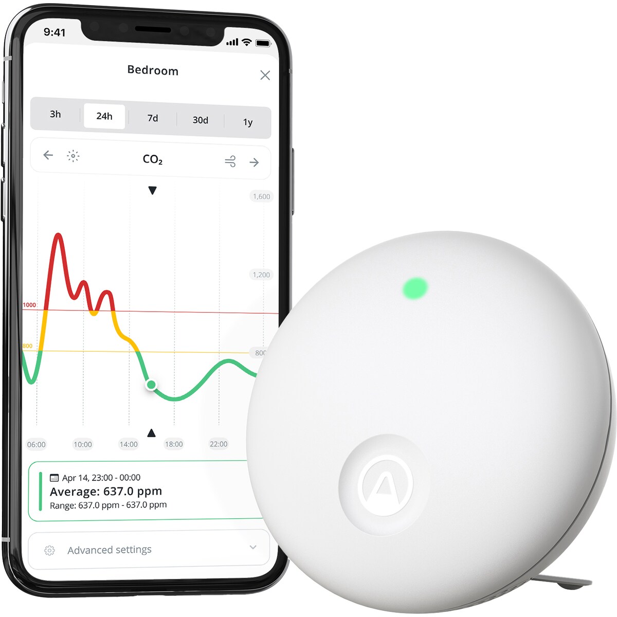 Airthings Wave Enhance innendørs luftkvalitetsmonitor 3302775 (hvit)