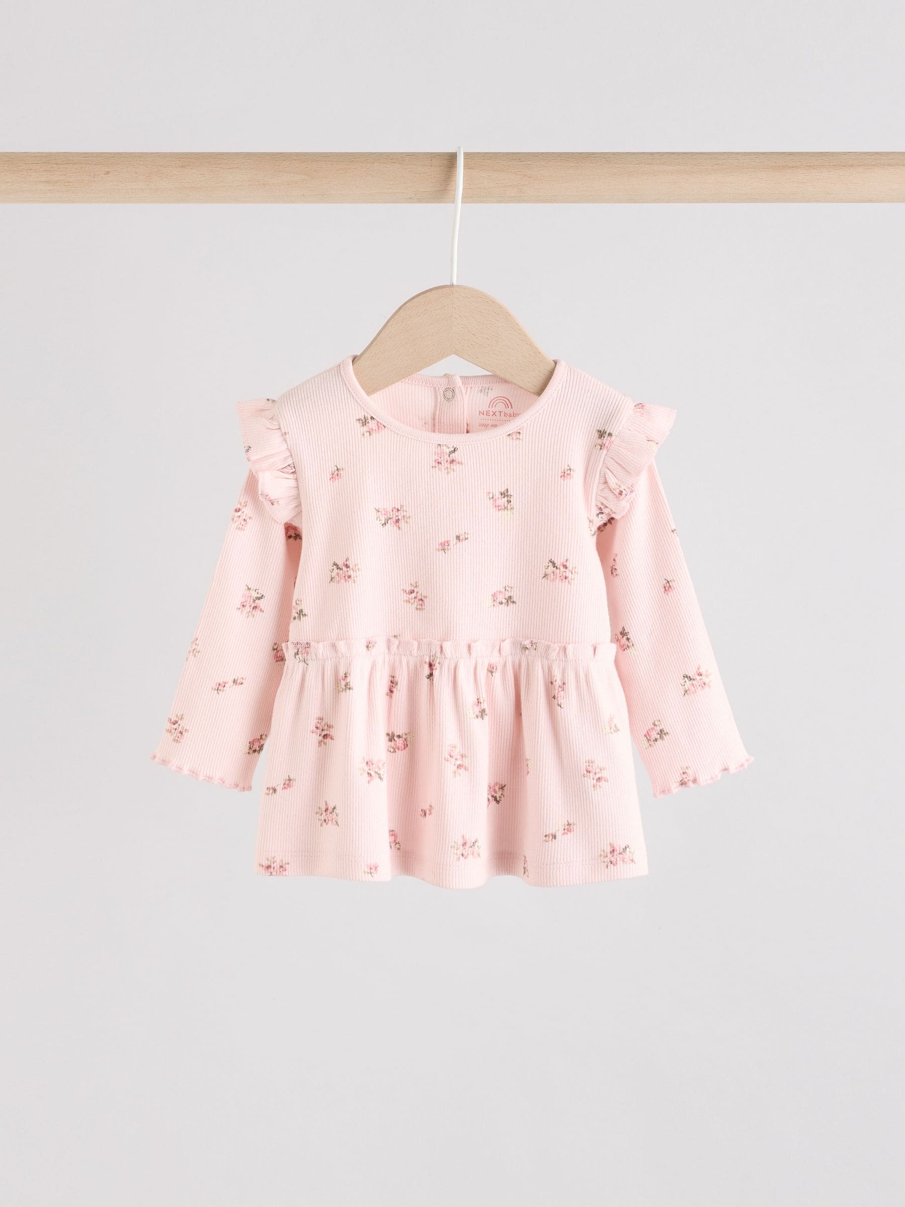 Roze met vrolijke print - Set met babyfriltop met lange mouwen en legging (0mnd-2jr)