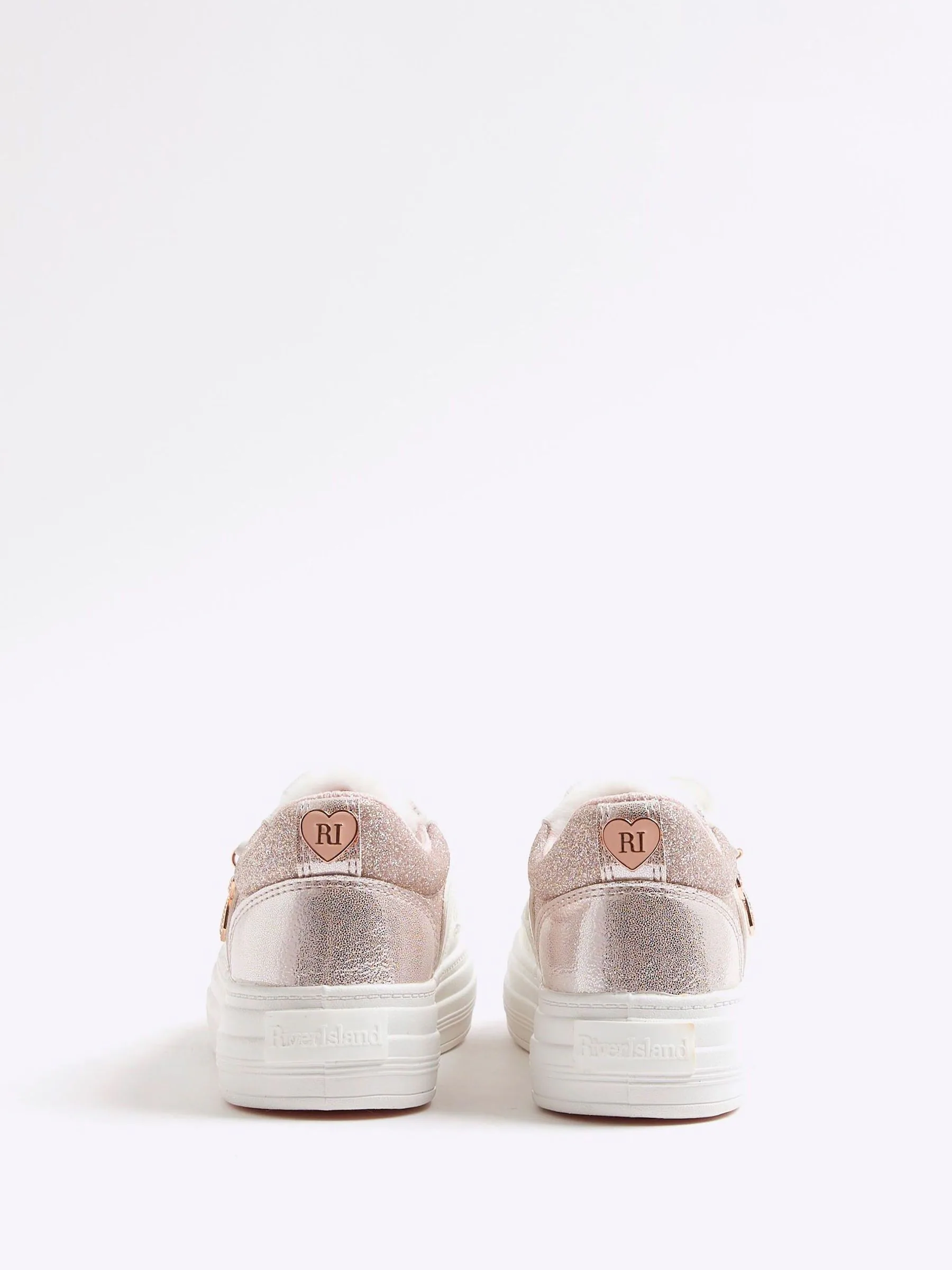 River Island Girls Fur Tongue Bow Charm Trainers