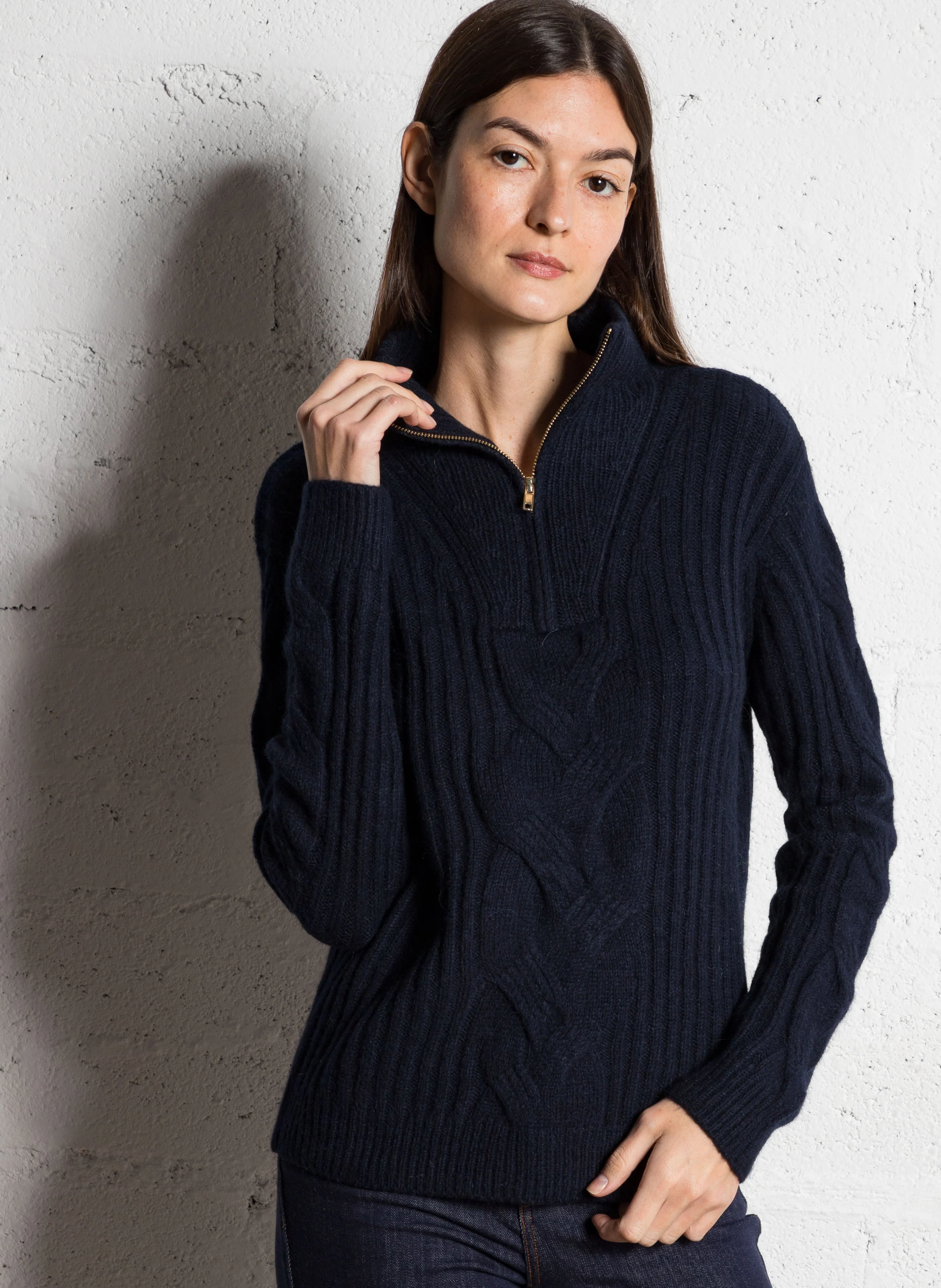 MANOU - Pull droit en maille | Bleu