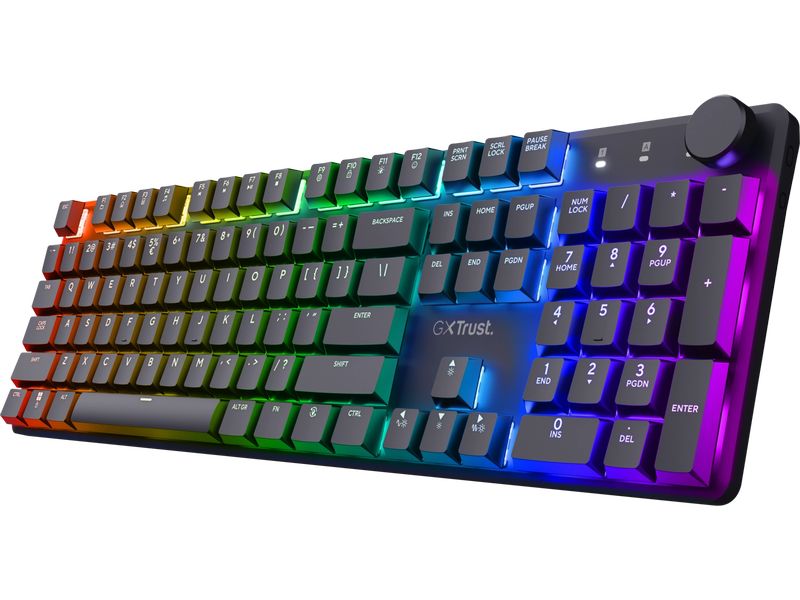Trust Gaming-Keypad GXT 868 Torix Hochwertige kabellose mechanische Gaming-Tastatur mit kompletter RGB-Beleuchtung