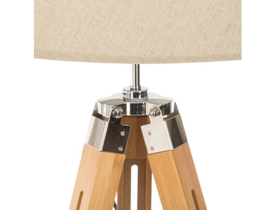 PEGANE - Lampadaire salon Lampadaire trépied en bambou coloris ivoire - l. 65 x p. 5...