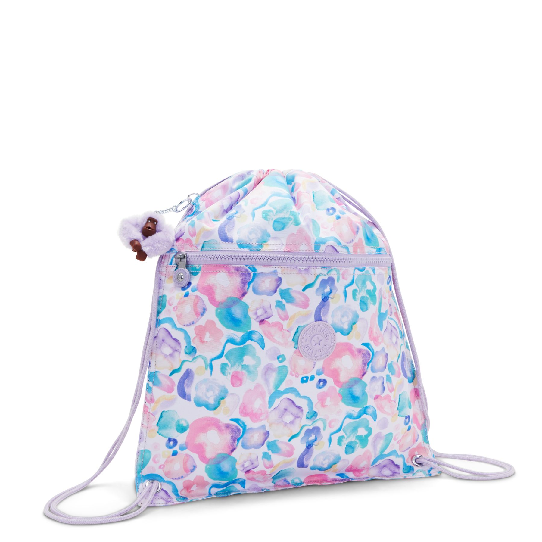 SUPERTABOO Sac moyen avec cordon de serrage - Aqua Flowers
