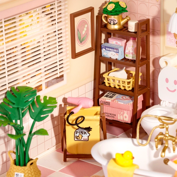 (103-tlg. Set) Rolife Super Store Modell Bausatz DIY Miniatur Badezimmer für Smiski Figuren (DW014B) - Pop Bubble Bathroom