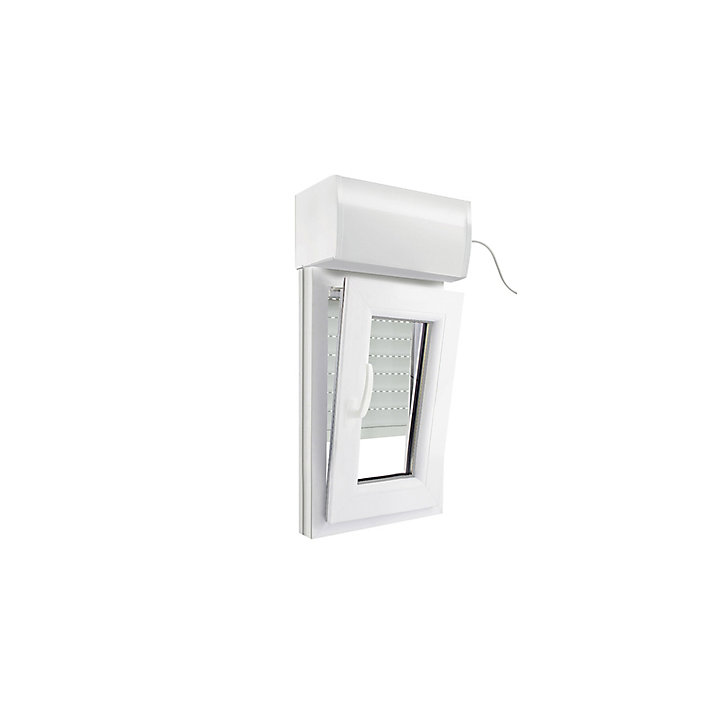 Fenêtre PVC 1 vantail oscillo-battant + volet roulant électrique GoodHome blanc - l.40 x h.65 cm, tirant droit