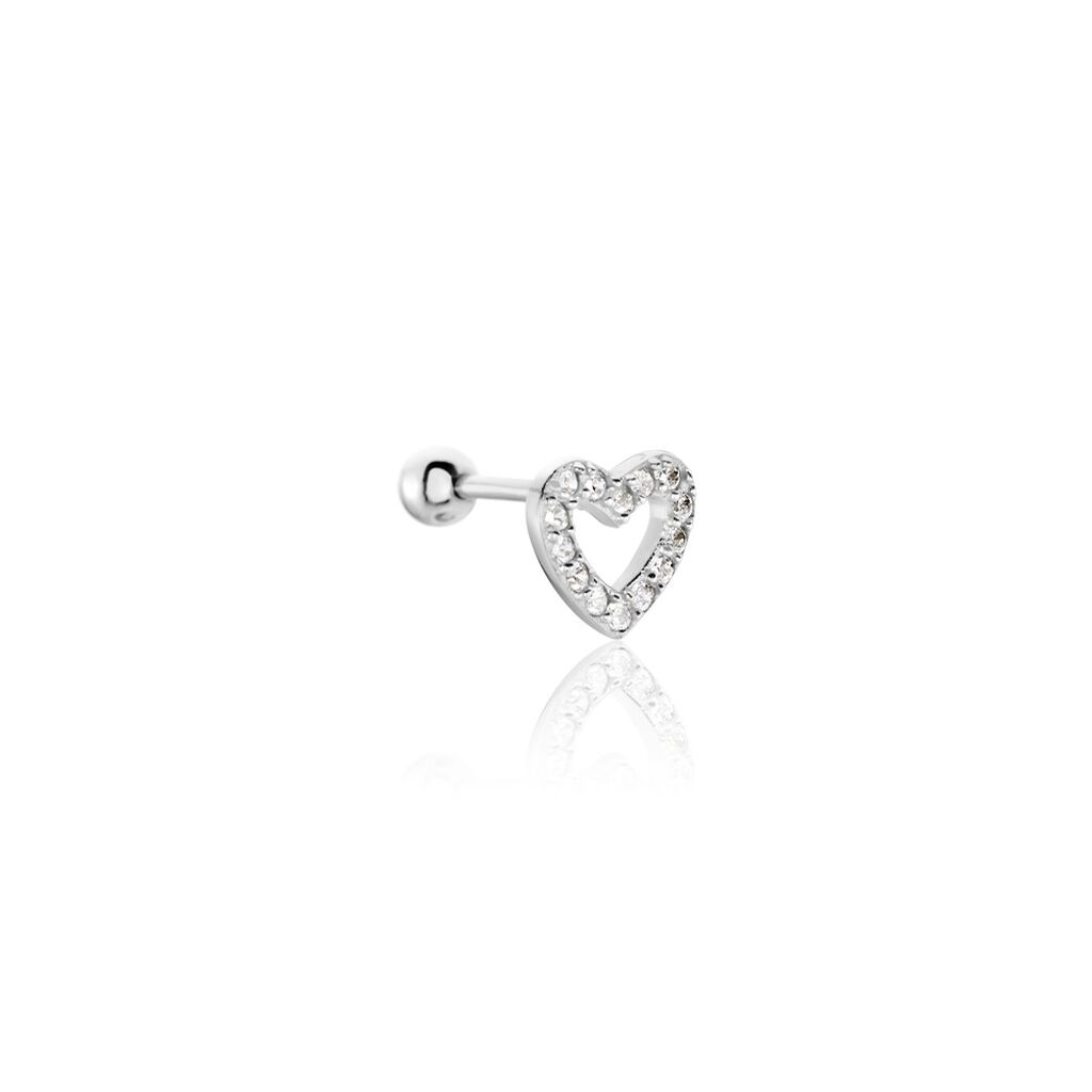Piercing D'oreilles Unitaire Argent Blanc Cort Oxydes De Zirconium