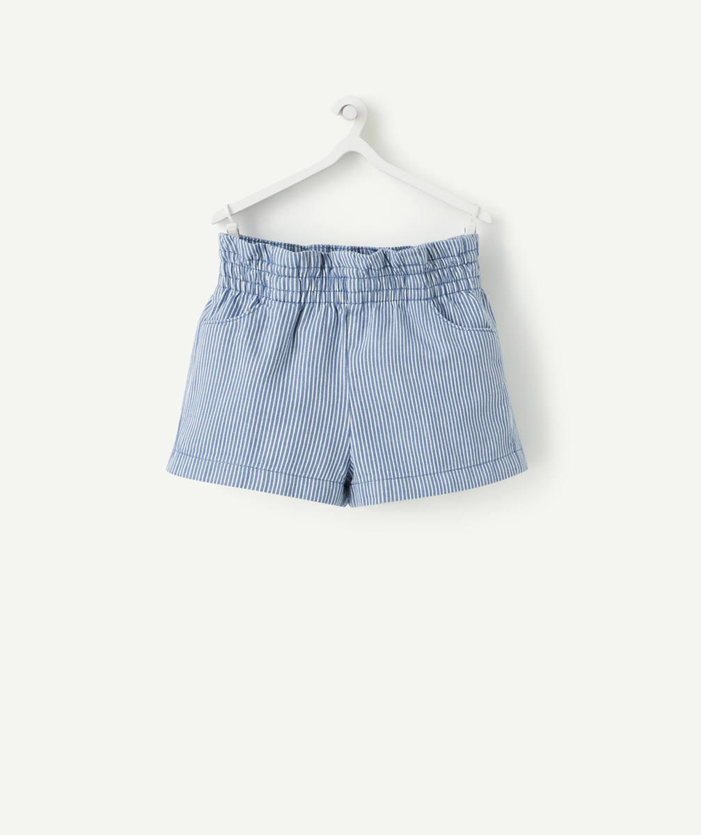 SHORT BÉBÉ FILLE BLEU À RAYURES