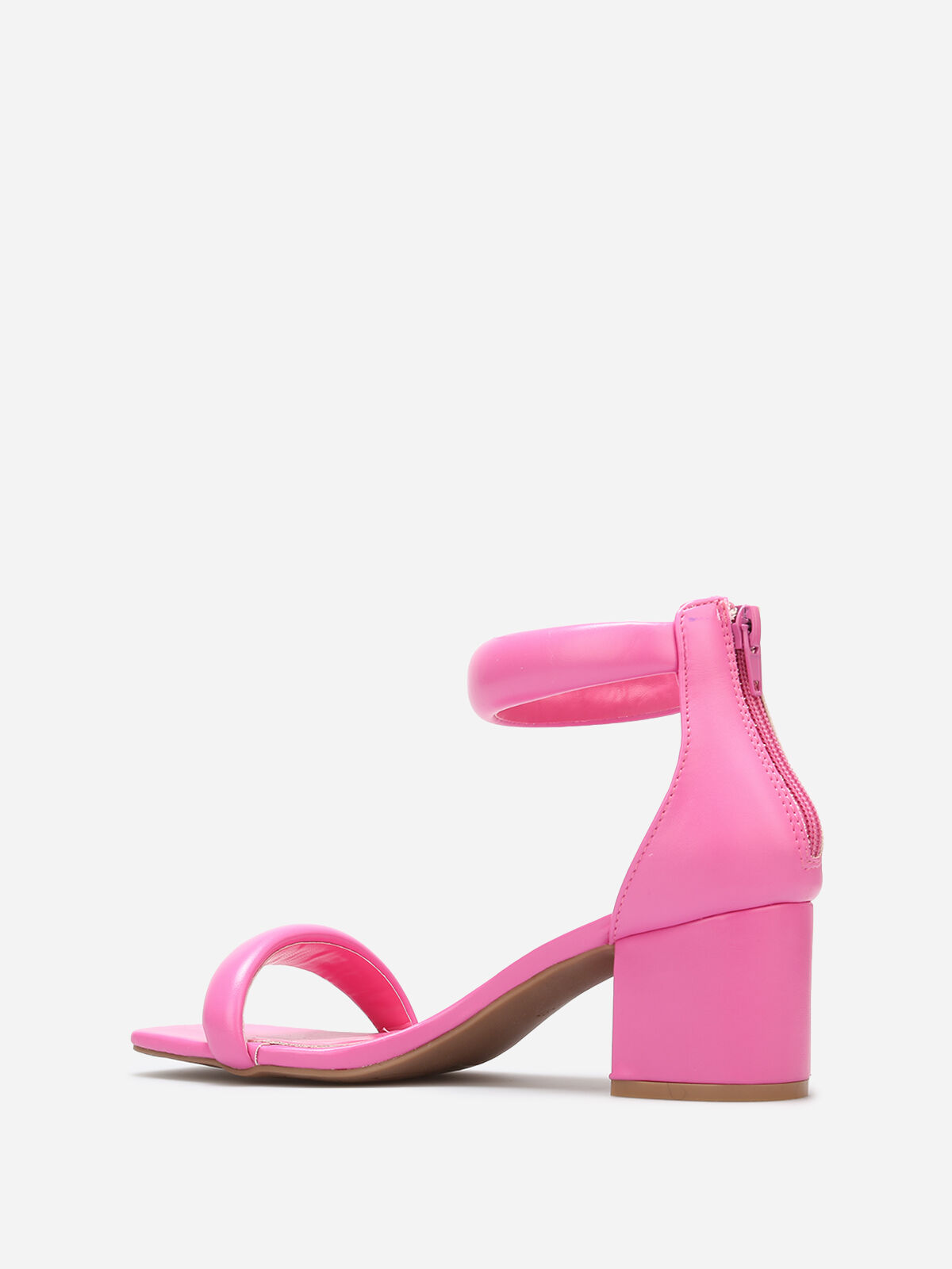 Sandales à brides matelassées et zip- Fuchsia