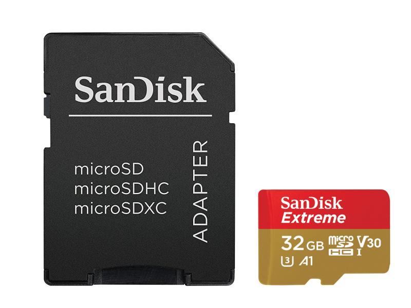 SanDisk microSDHC-Karte Extreme UHS-I U3 32 GB SD-Karte, UHS-I U3 V30 A1, 32 GB