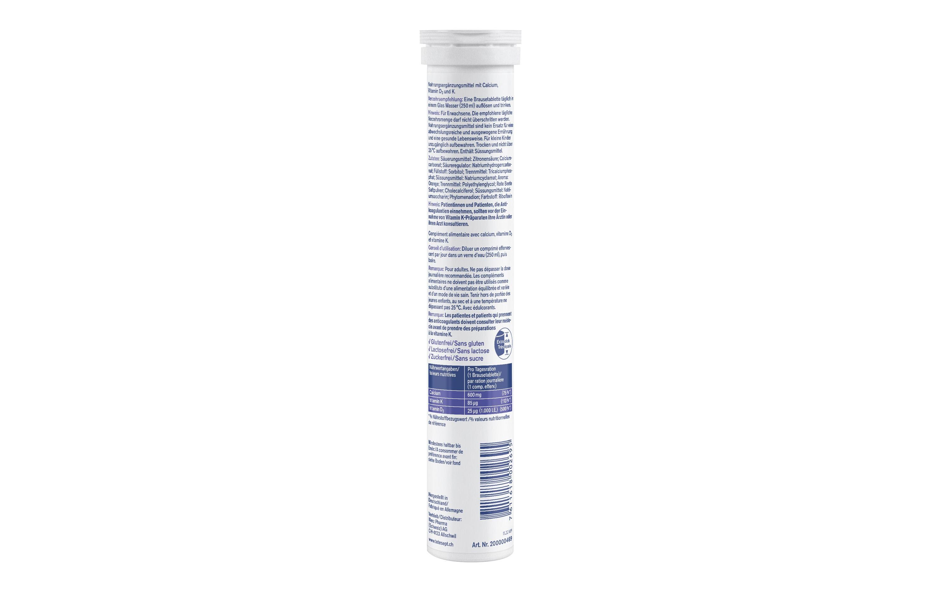 Calcium 600 + D3 Brausetabletten 17 StückNahrungsergänzungsmittel mit Calcium, Vitamin D3 und K