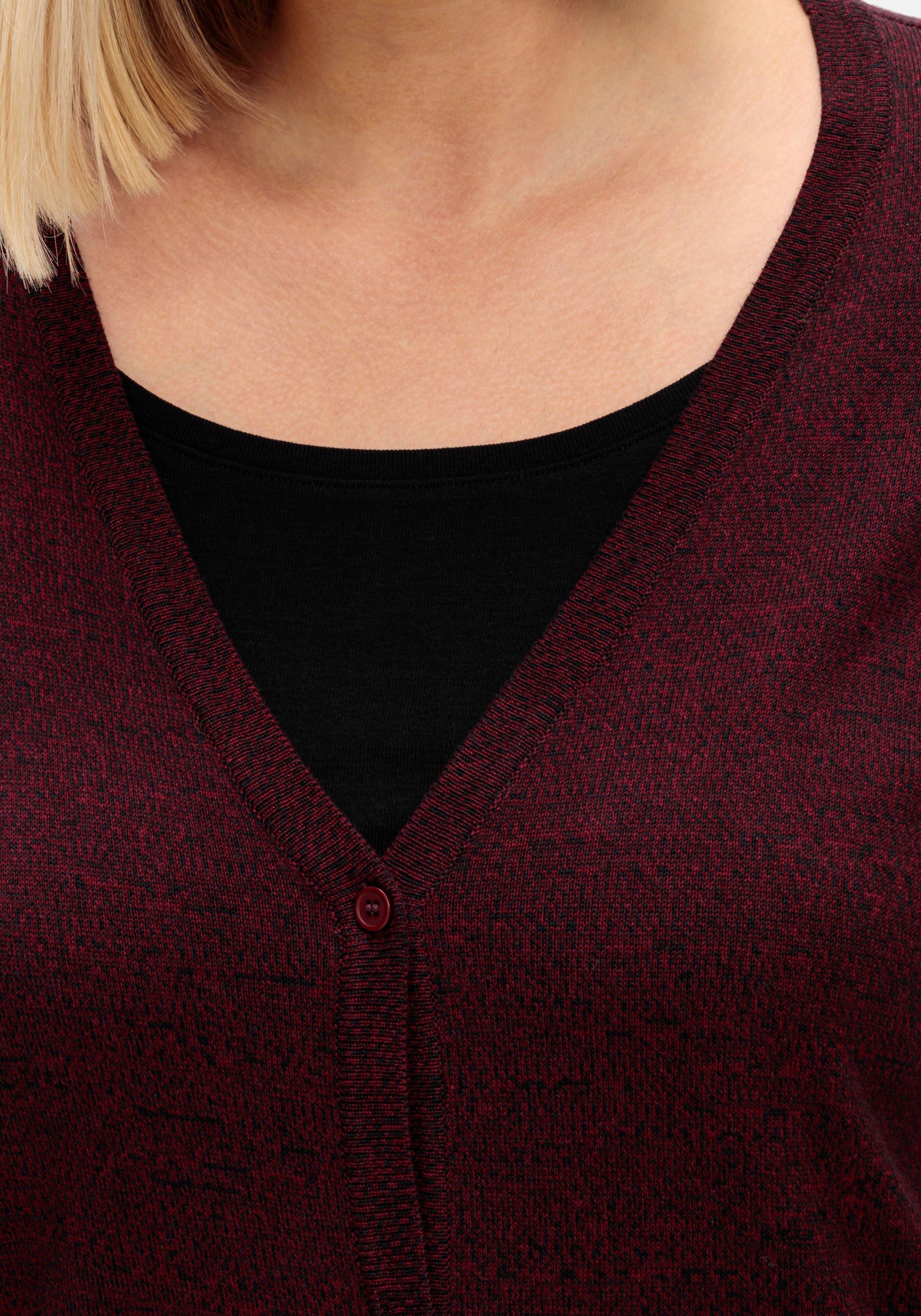 Strickjacke mit V-Ausschnitt und gerundetem Saum