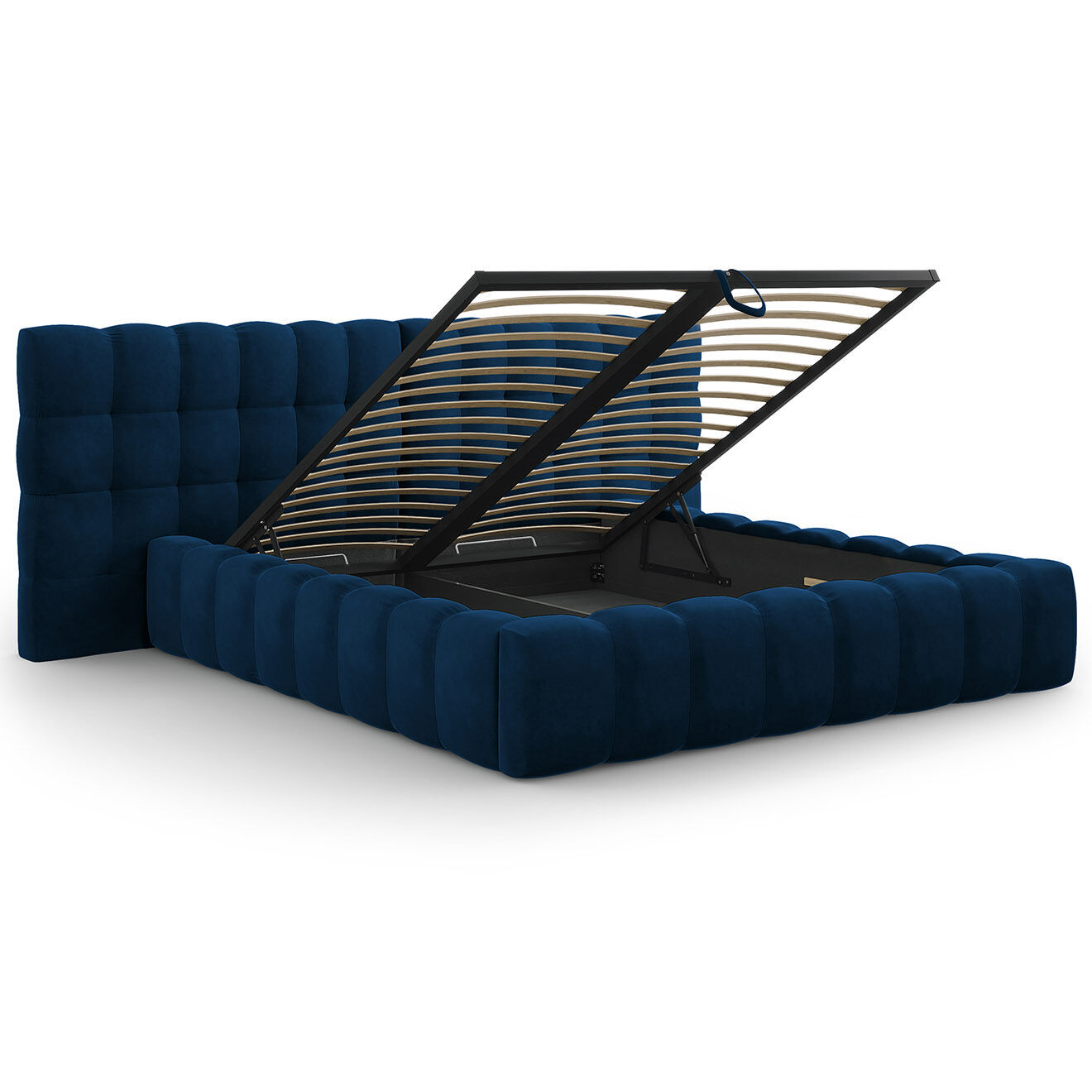 Cosmopolitan Design Lit avec coffre de rangement Bali Velours bleu roi - 180x200 cm