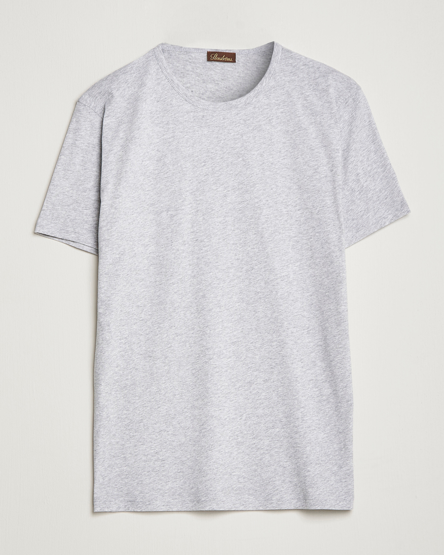 Stenströms Solid Cotton T-Shirt Grey Melange