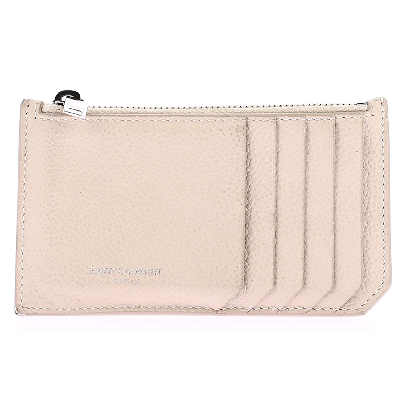 Saint Laurent Porte-cartes en Cuir beige - Très bon état - L.13 cm