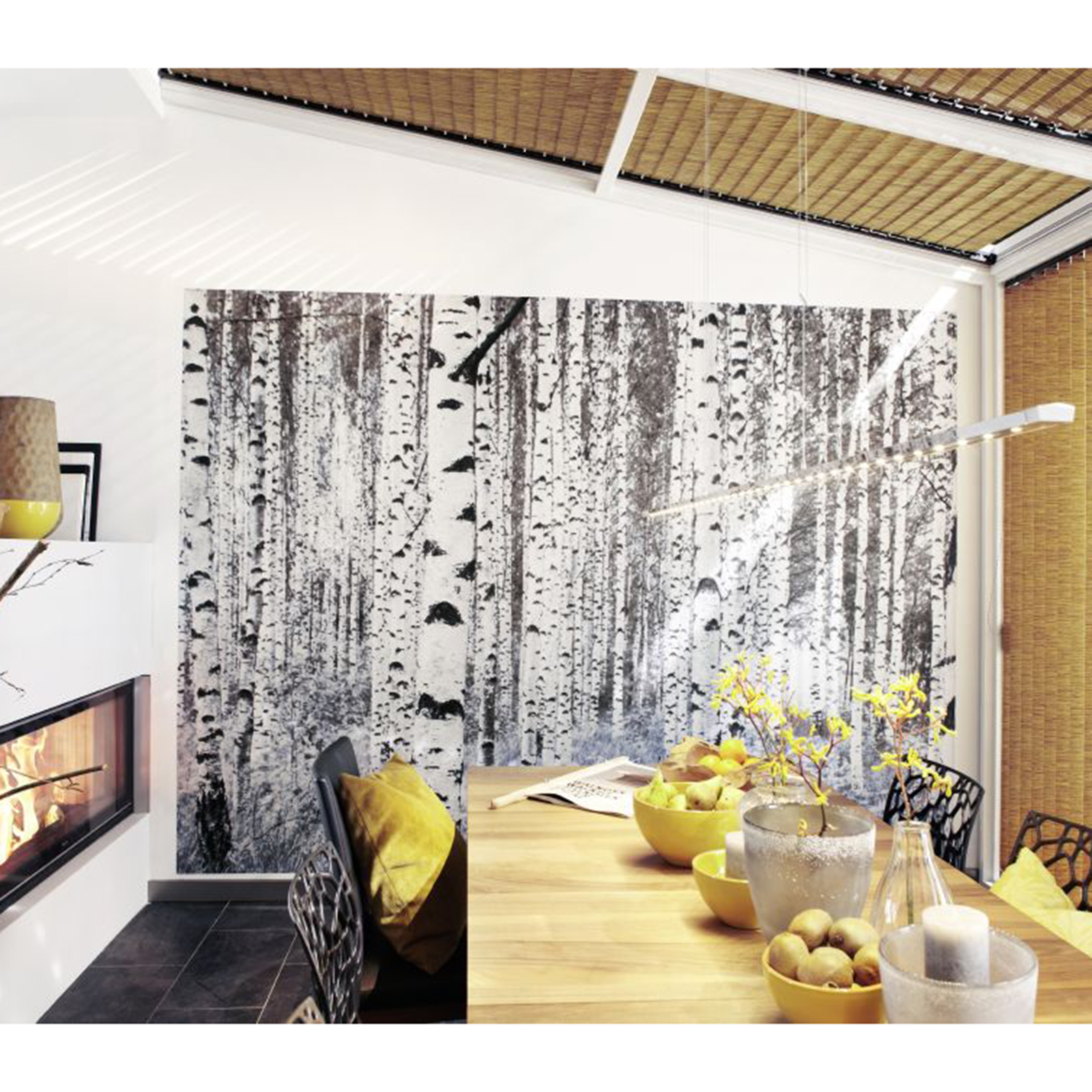 Vlies-Fototapete WOODS - schwarz-weiß - 400x270 cm