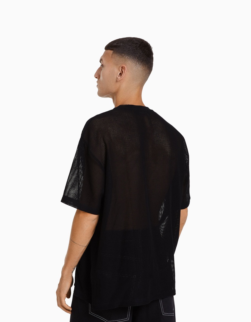 Camiseta de manga curta em malha texturizada