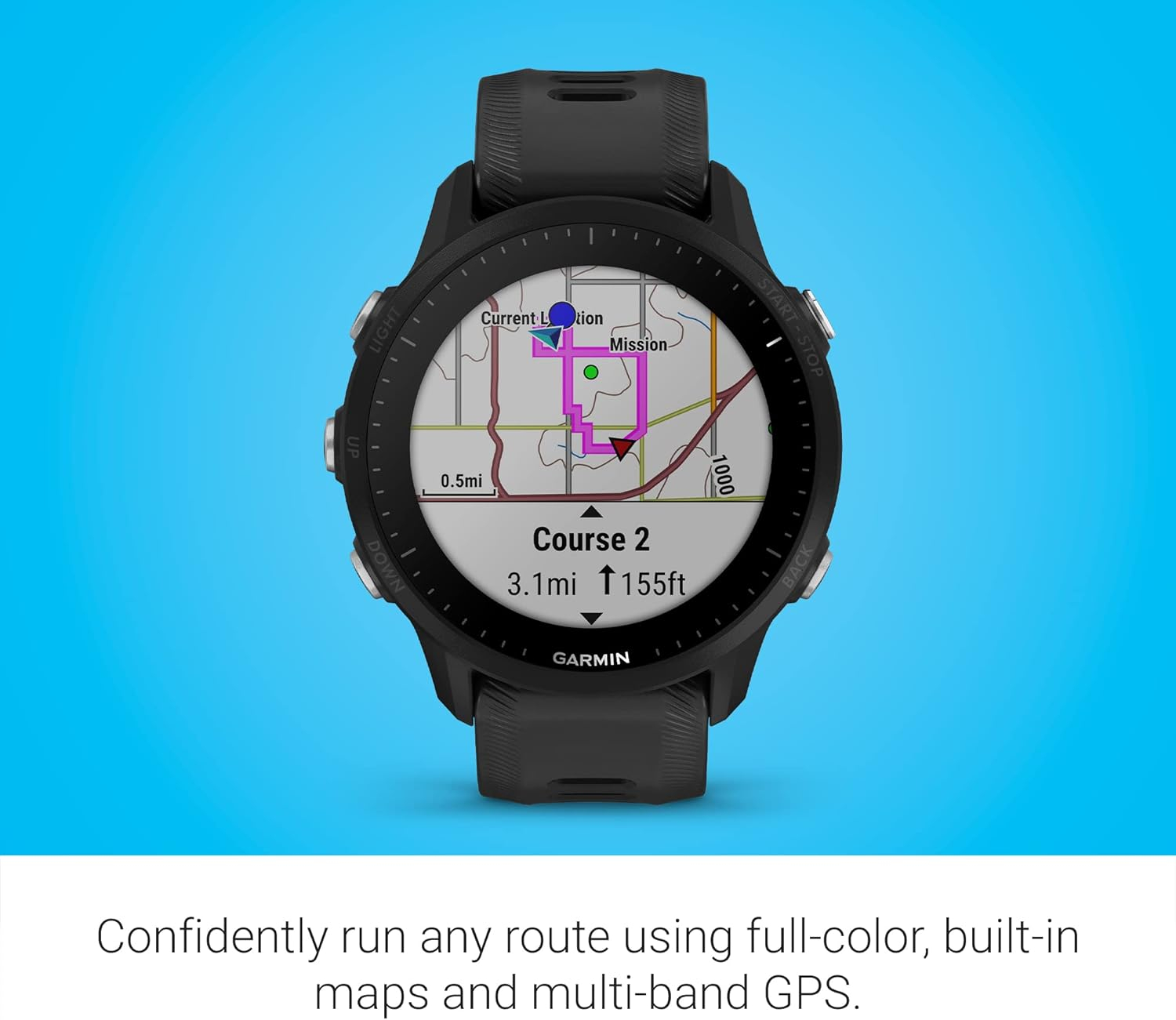 Forerunner 955 (43mm, Polymer) Smart Watch Fitness Tracker mit Silikon Armband (010-02638-30) - Schwarz
