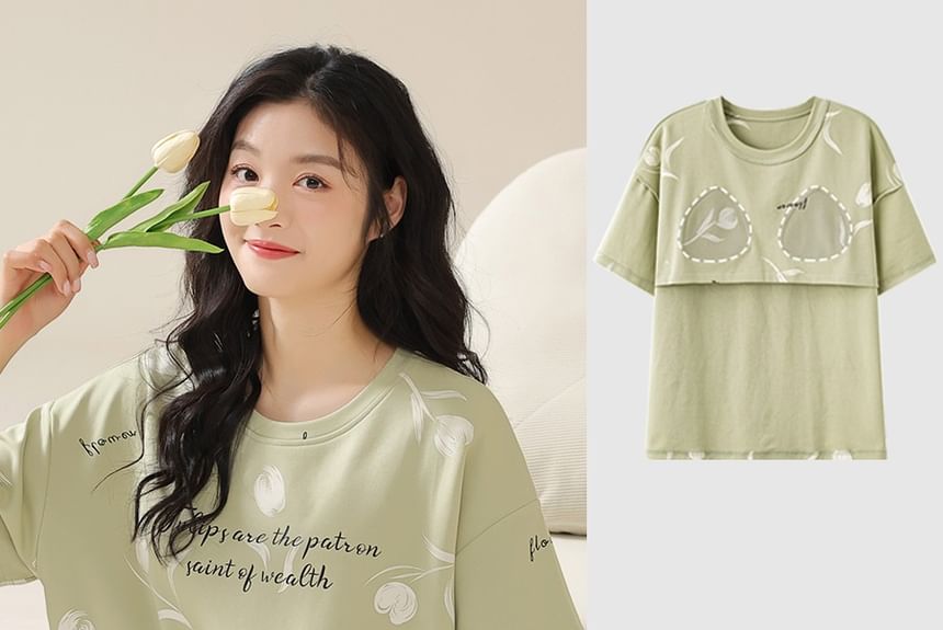 Jeony - Loungewearset: T-shirt met korte mouwen en capribroek