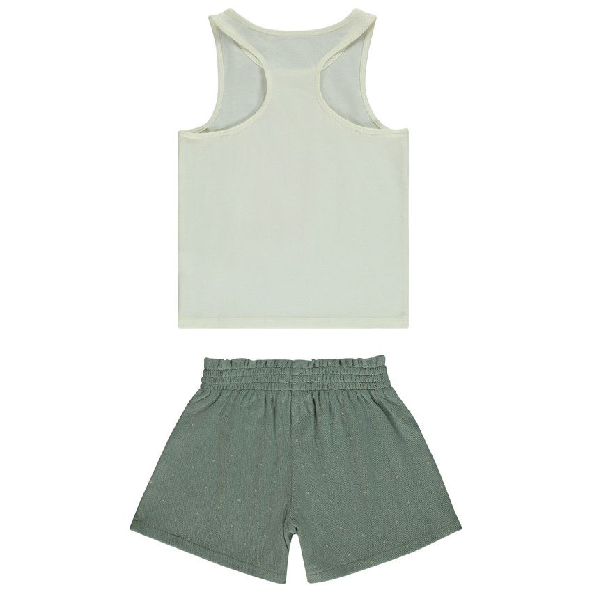 Ensemble débardeur fantaisie + short imprimé pour fille - Blanc