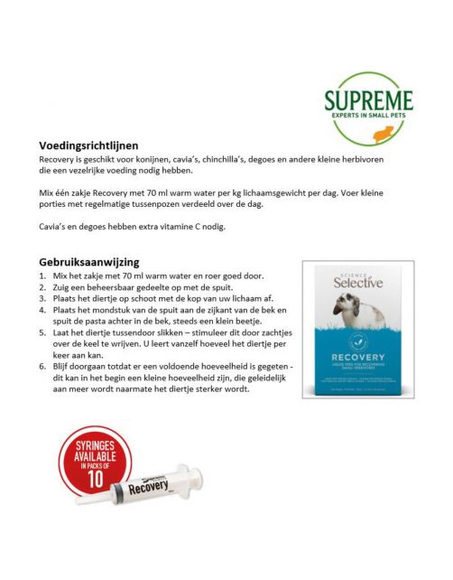Supreme Vetcareplus Recovery - Supplement - 20 g 10 stuks