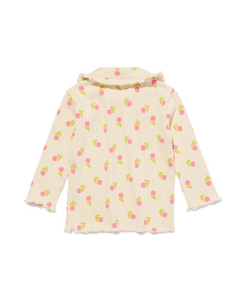T-shirt bébé côtes fleurs écru