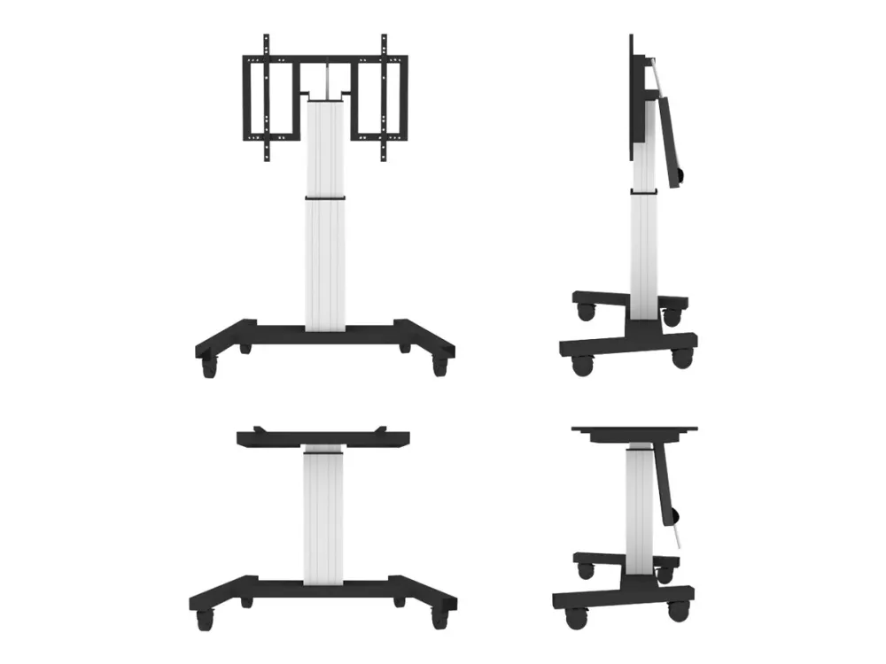 Neomounts PLASMA-M2500T - Vogn med hjul - motoriseret - for fladt panel/AV-udstyr - sølv, RAL 9006, hvid aluminium - skærmstørrelse: 42