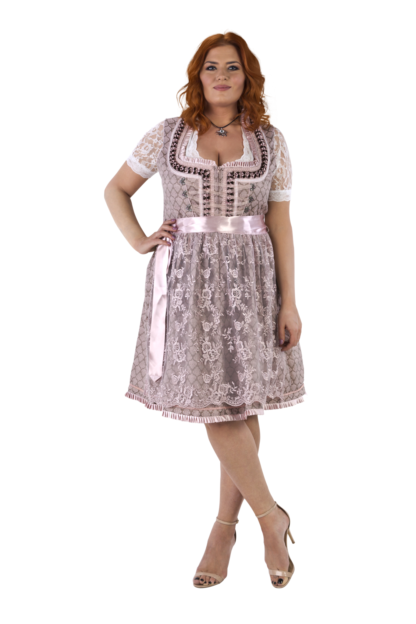 Roze Dirndl Jurk Oktoberfest Dames 2 Delig