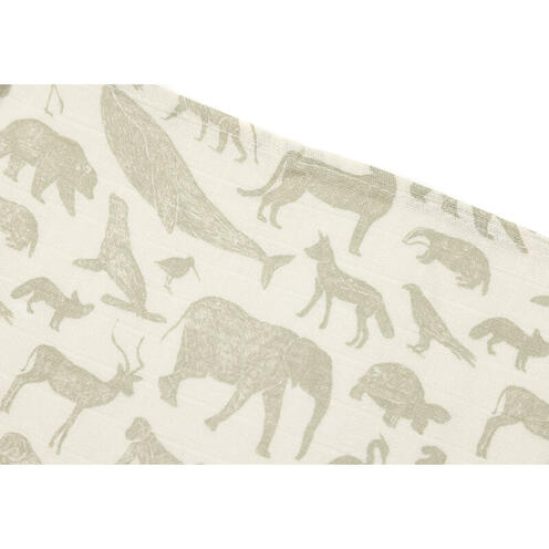 Lot de 3 langes gaze de coton small Animals Olive Green - JOLLEIN
