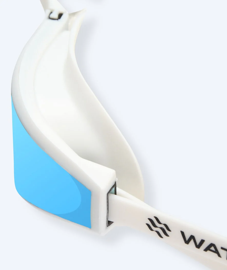 Watery Elite svømmebriller - Storm Racer Mirror - Hvid/blå