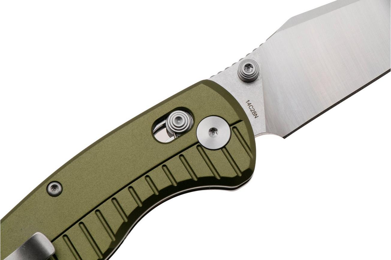 QSP Knife Reptile QS165-B1 Satin 14C28N, Green Aluminium, zakmes