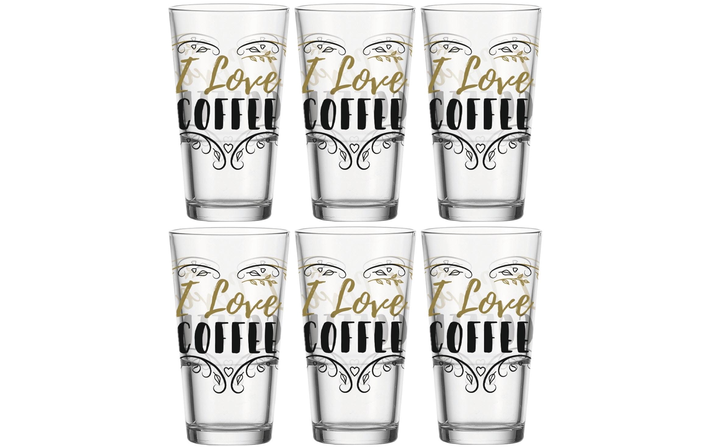 montana-Glas Latte-Macchiato-Glas »I Love Coffee 330 ml, 6 Stück«
