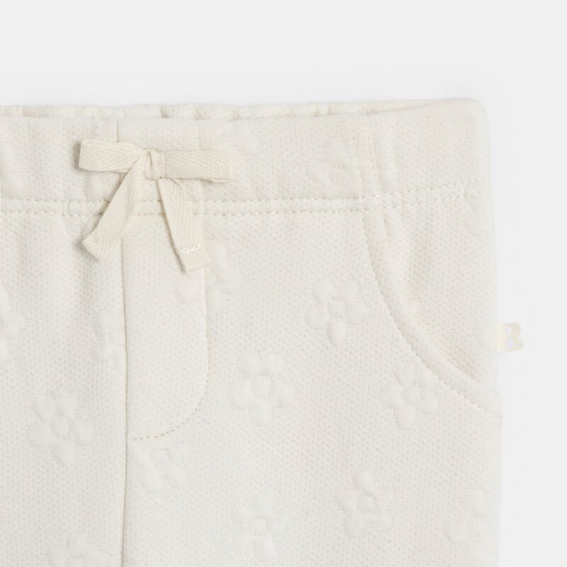Pantalon molleton effet piqué blanc bébé fille Blanc