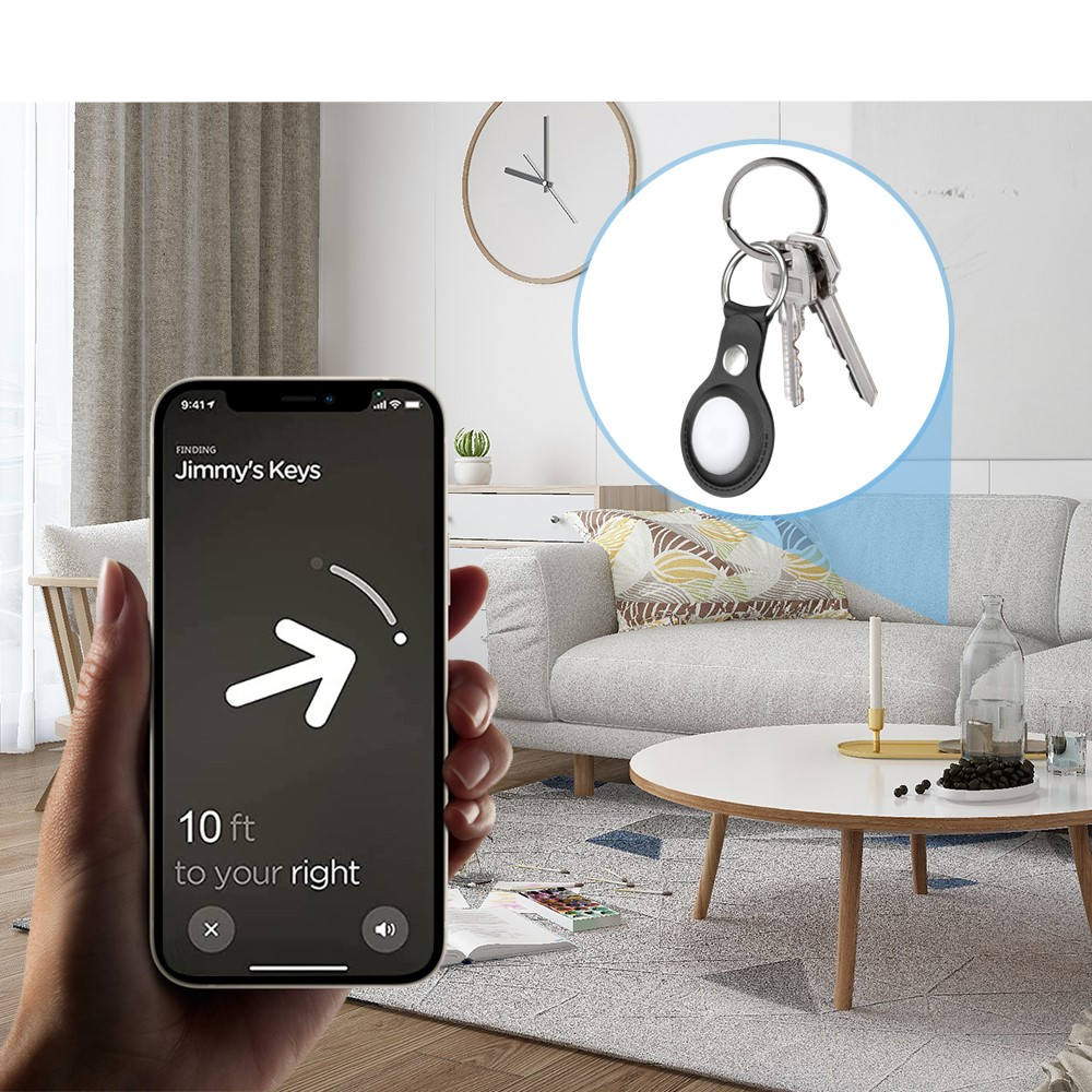 Apple AirTag Leder Schutz Hülle Schlüsselanhänger - Blau
