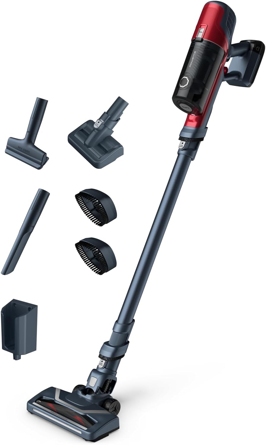 Rowenta X-Pert 6.60 Animal Akkustaubsauger, 100W Leistung, 45 Min Laufzeit, kabellos & beutellos, LED-Düse, herausnehmbarer Akku, inkl. Fugendüse, Wandhalterung und Tierhaarbürste, rot/schwarz, RH6878