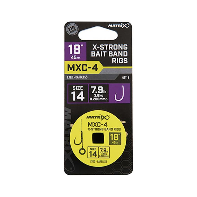 Hameçon Monté Fox Matrix Mxc-4 18” X-Strong Bait Band Rigs - Par 8