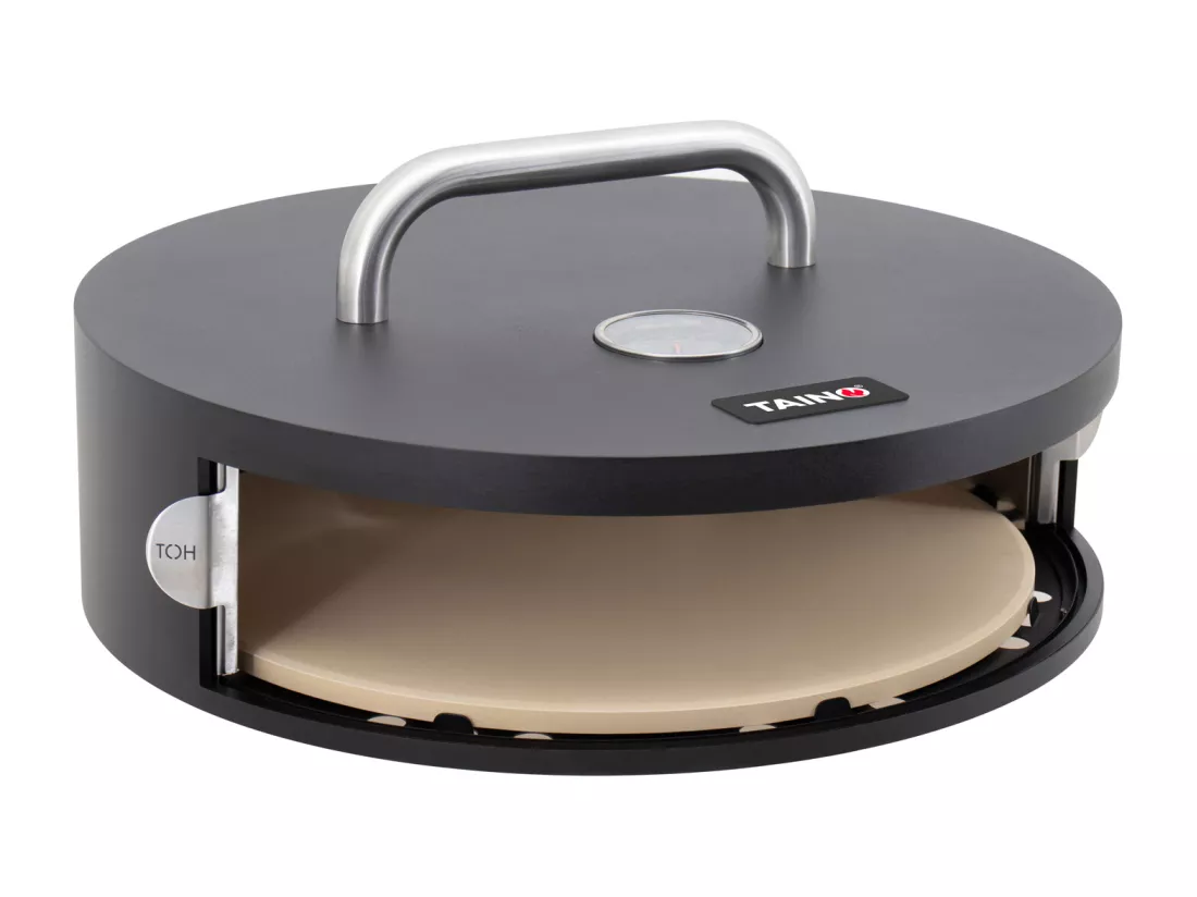 Boîte à pizza accessoire pizza pierre à pizza avec couvercle porte ronde noir
