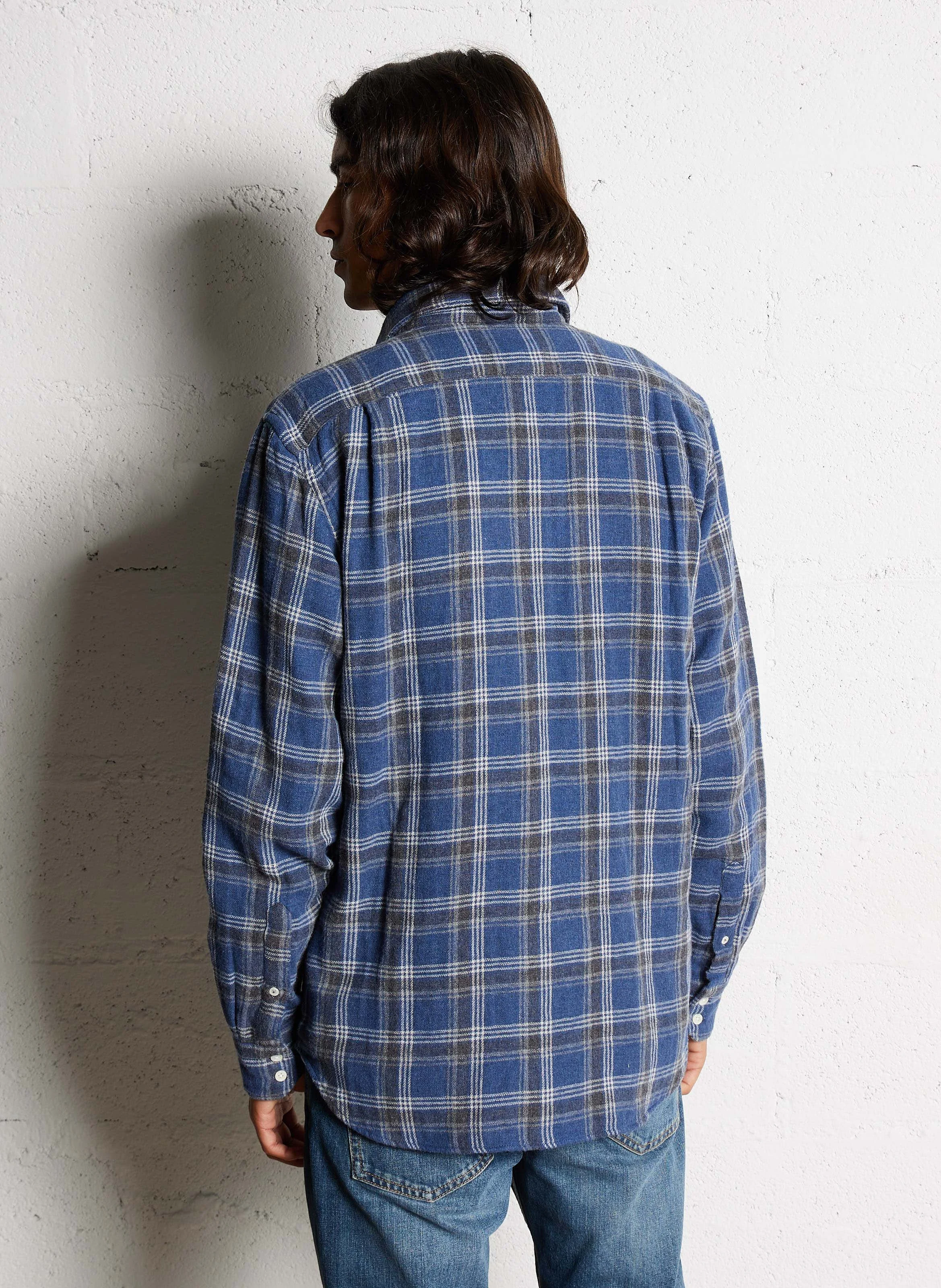 PAUL - Chemise col classique droite en coton imprimé | Bleu