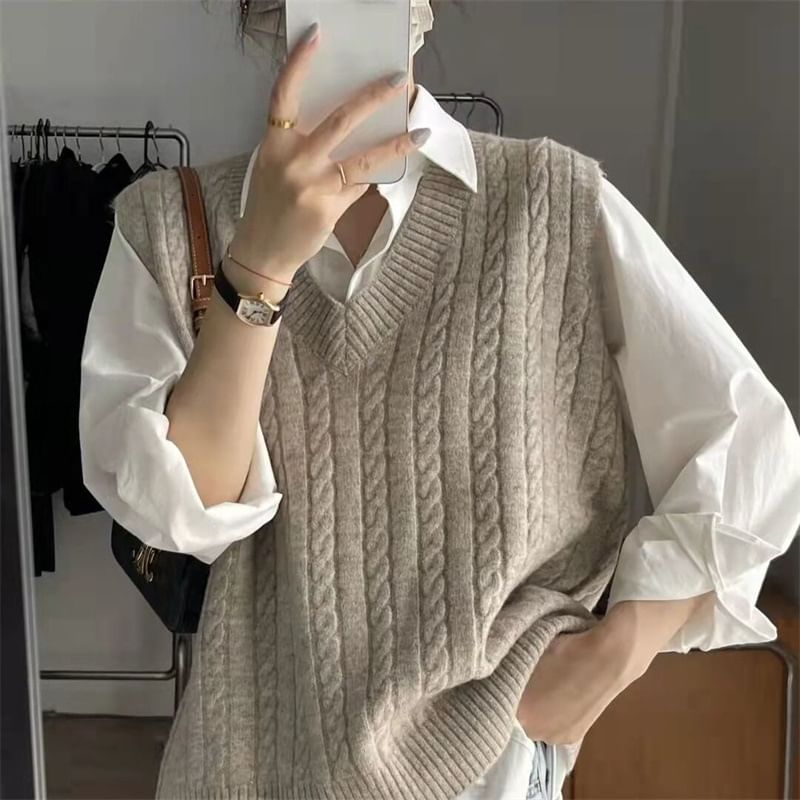 Angel Shine - V-hals effen geribbeld oversized vest